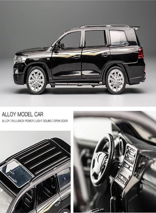 AHBHT Kids Model 1:32 Land Cruiser Model Zinc Alloy Diecast Metal Car Pullback Openable Doors Toy Car with Flashing Light and Musical Sound Toy for Kids - Multi - Image 4