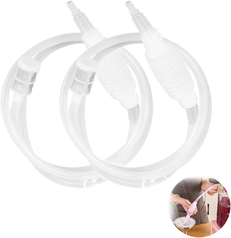 UtySty 2 Pack Brewing Siphon Pump Manual Liquid Transfer Hose Tube Pipe with Filter for Home Made Wine Beer Gas Fuel Kerosene Oil Water Fish Tank Filtration Bottle Equipment Tool - Image 1