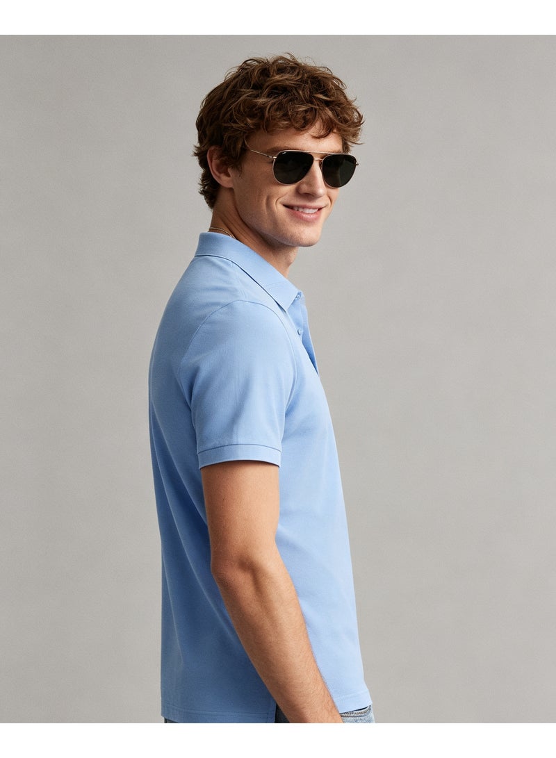 GANT Unisex Short Sleeve Collared Polo Shirt Casual Daily Wear Top Sky Blue - Image 2