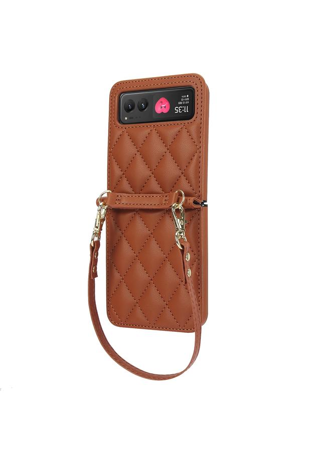 S-TOP Case For Motorola Razr 40 Rhombic Texture Phone Case with Long & Short Lanyard - Image 3