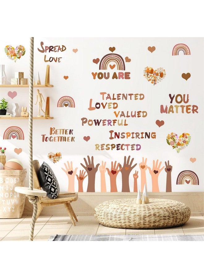Kazova Kids Equality Wall Decals Inspirational Quote Small Hands Change The World Diversity Wall Stickers Motivational Decals Rainbow Handprints Kids Wall Stickers for Classroom School Playroom Decor - Image 5