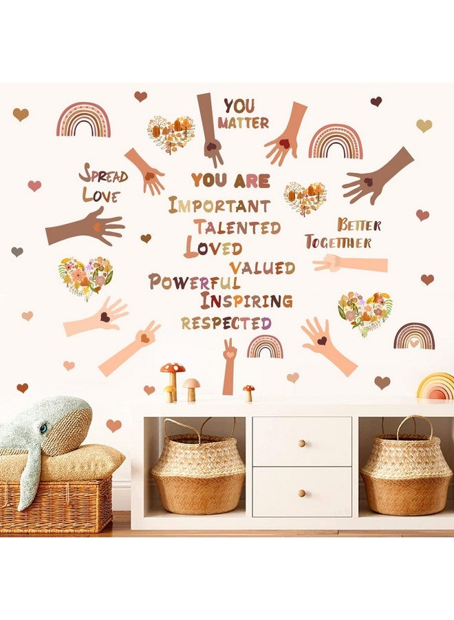 Kazova Kids Equality Wall Decals Inspirational Quote Small Hands Change The World Diversity Wall Stickers Motivational Decals Rainbow Handprints Kids Wall Stickers for Classroom School Playroom Decor - Image 2