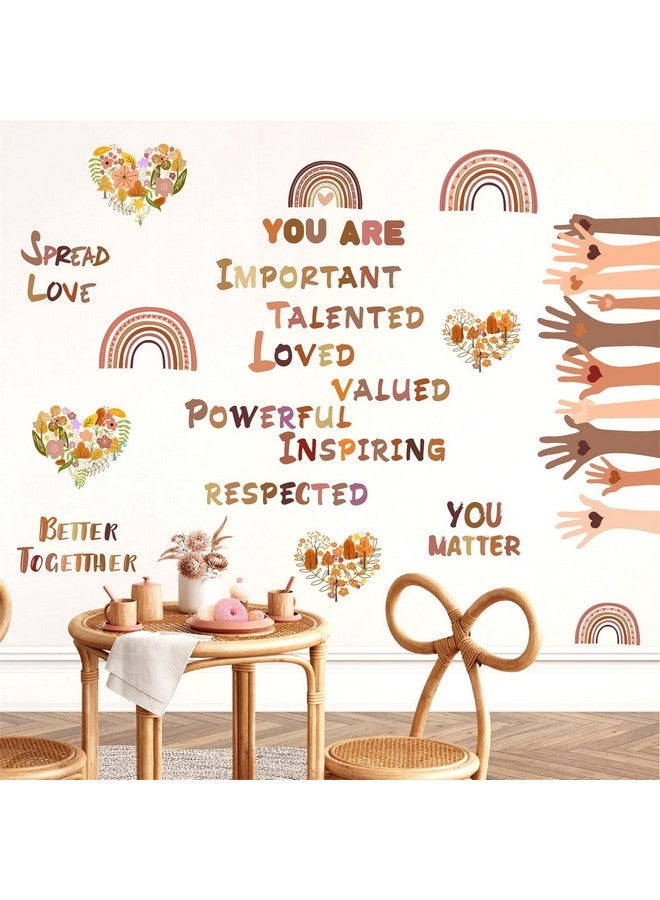Kazova Kids Equality Wall Decals Inspirational Quote Small Hands Change The World Diversity Wall Stickers Motivational Decals Rainbow Handprints Kids Wall Stickers for Classroom School Playroom Decor - Image 1