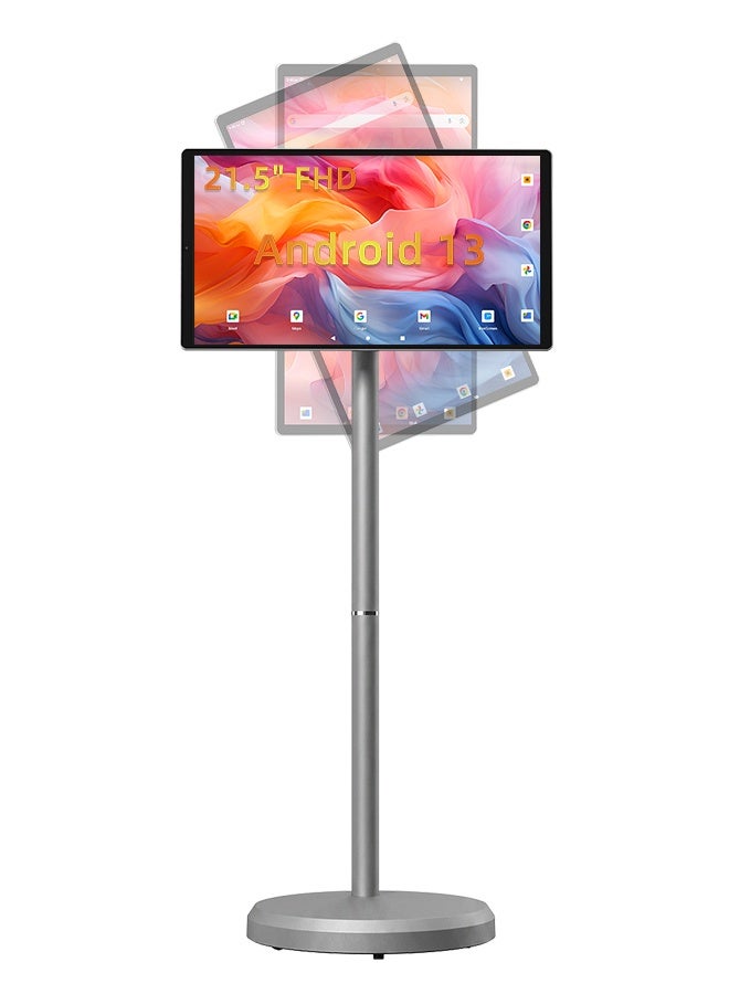 VLH D02 21.5 Inch Smart Portable TV, 1080P Touch Screen Monitor on Rolling Wheels, 8MP Camera, EDLA-Certified, 6GB RAM 128GB Storage, 4-6H Battery, Rotatable Screen with Stand, Wireless Casting - Image 1