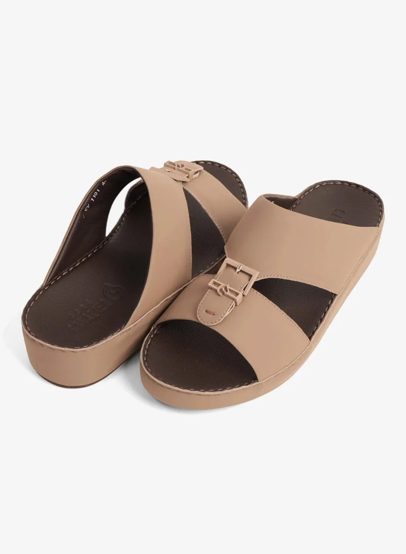 UOMO Cavalier UOMO CAVALIER EMBOSSED LEATHER HANDSTITCHED ARABIC SANDALS STONE