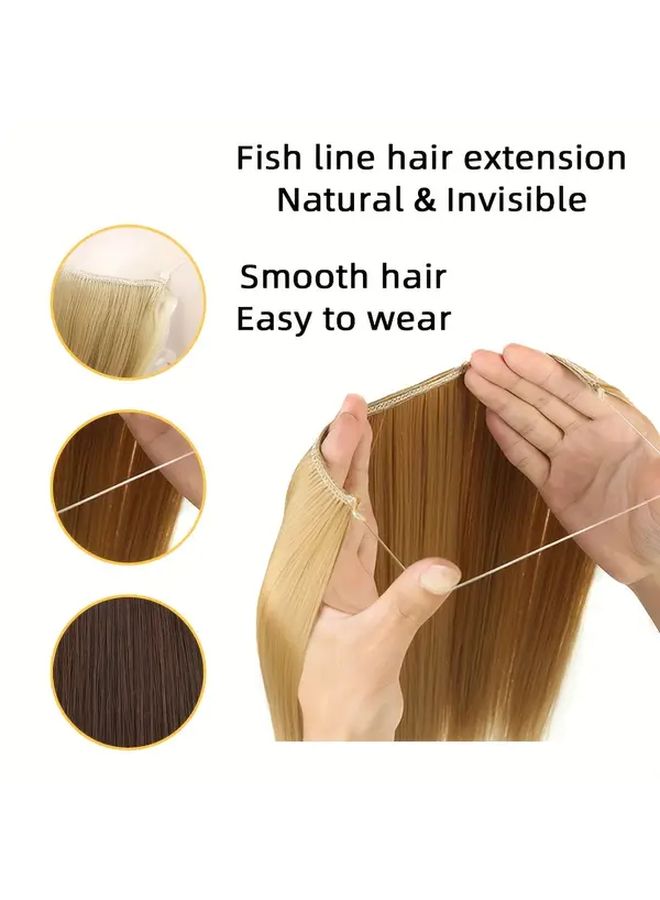 Invisible Fish Line Straight Hair Extensions 24 Inch 171 Color Adjustable Size - Image 5