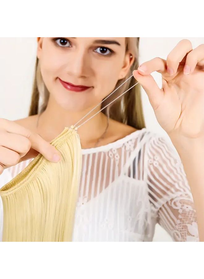Invisible Fish Line Straight Hair Extensions 24 Inch 171 Color Adjustable Size - Image 2