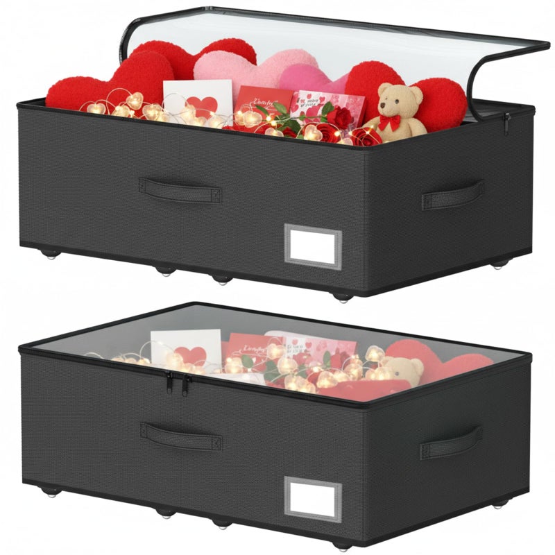 EE-RoomWorld Underbed Storage Bins With Wheels, No Assemble Required 10 inches Height Large Capacity Rolling Underbed Shoe Storage Containersï¼ŒDorm Underbed Storage Drawers - Image 1
