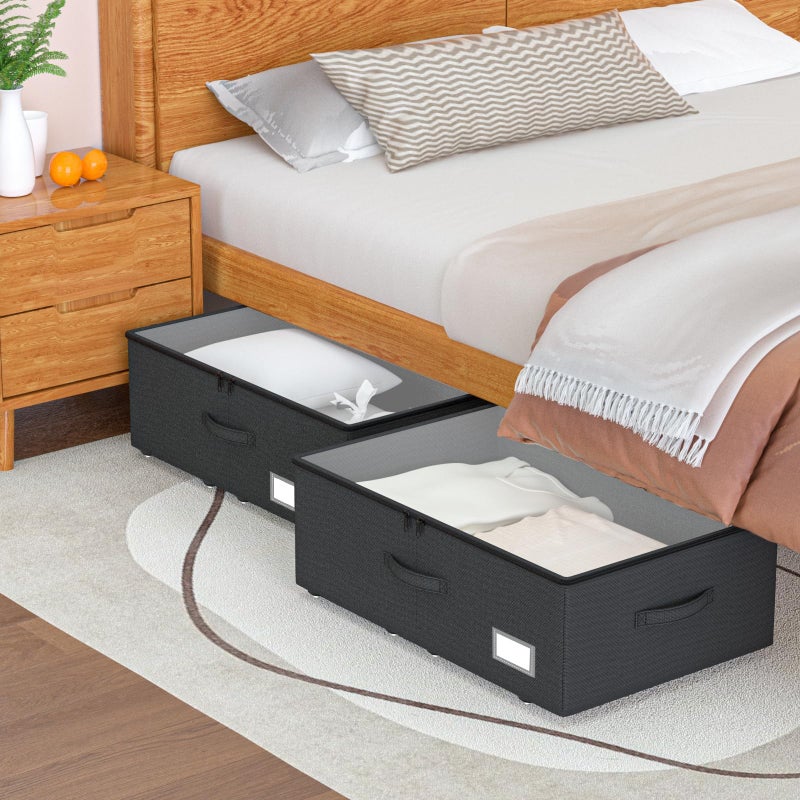 EE-RoomWorld Underbed Storage Bins With Wheels, No Assemble Required 10 inches Height Large Capacity Rolling Underbed Shoe Storage Containersï¼ŒDorm Underbed Storage Drawers - Image 5