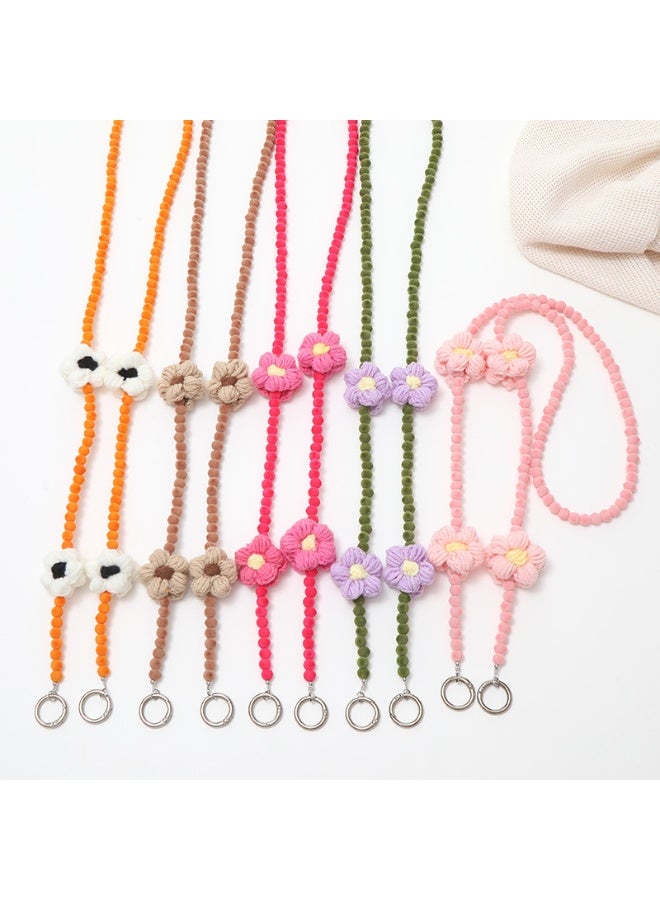 NIBEMINENT Beaded Phone Lanyard, Anti Lost Removable Wrist Strap,Crocheted Yarn Flowers Bracelet Pendant, Phone Keychain Lanyard - Image 2