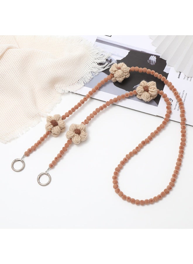 NIBEMINENT Beaded Phone Lanyard, Anti Lost Removable Wrist Strap,Crocheted Yarn Flowers Bracelet Pendant, Phone Keychain Lanyard - Image 1