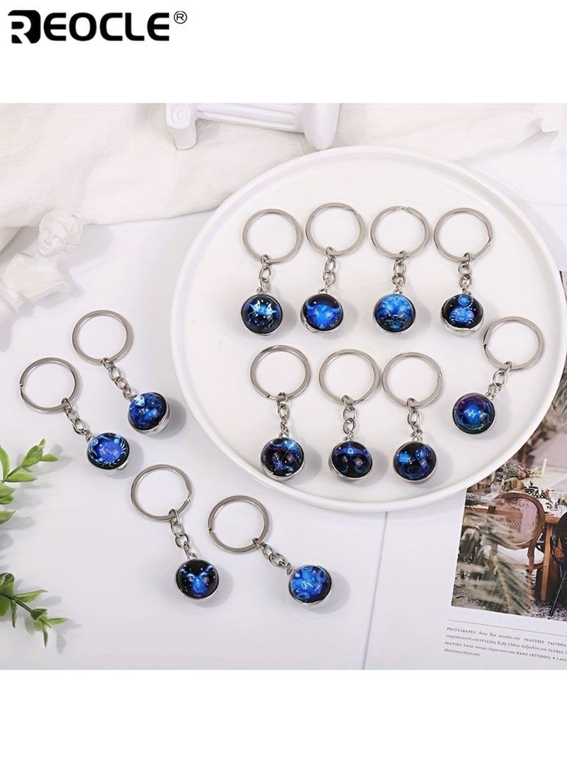REOCLE Scorpio Double-sided Convex Round Glass Ball Key Chain Outdoor Key Holder Glow-in-the-Dark Car Key Ring Pendant for Bags and Backpacks - Image 4