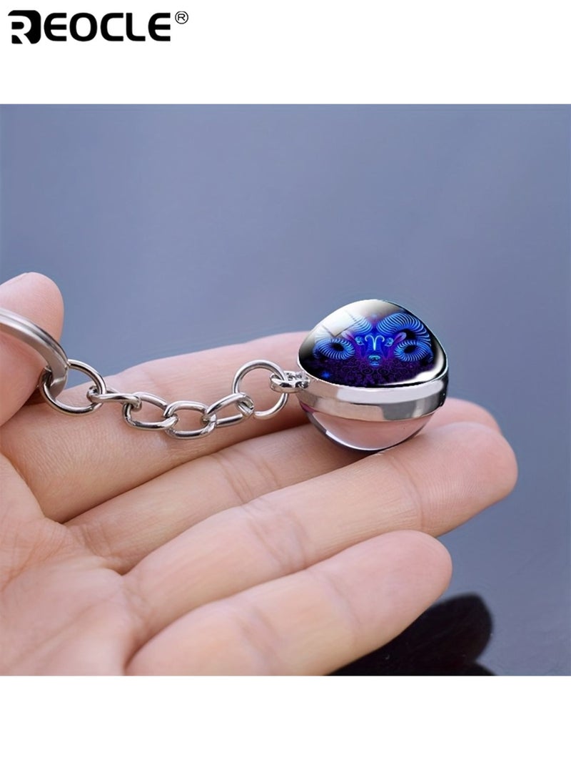 REOCLE Scorpio Double-sided Convex Round Glass Ball Key Chain Outdoor Key Holder Glow-in-the-Dark Car Key Ring Pendant for Bags and Backpacks - Image 3