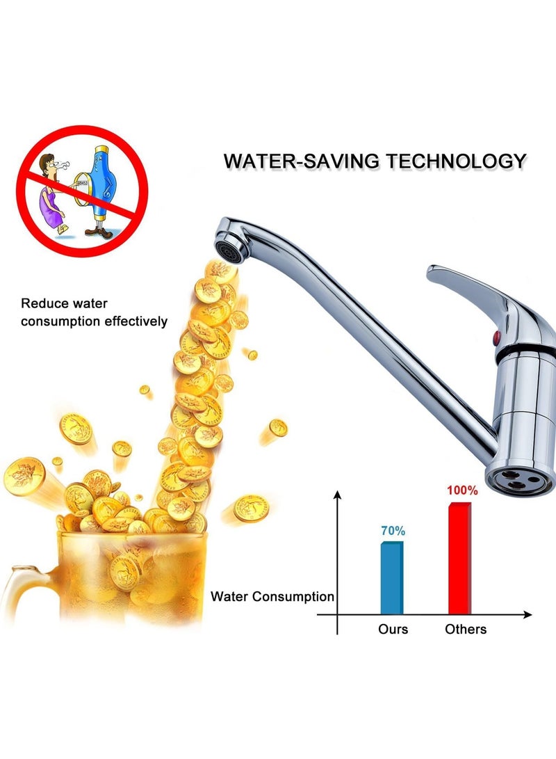 ROBIZ Kitchen Sink Mixer Tap Single Lever with Long Swivel Spout Monobloc Faucet Solid Brass Body Chrome - Image 5