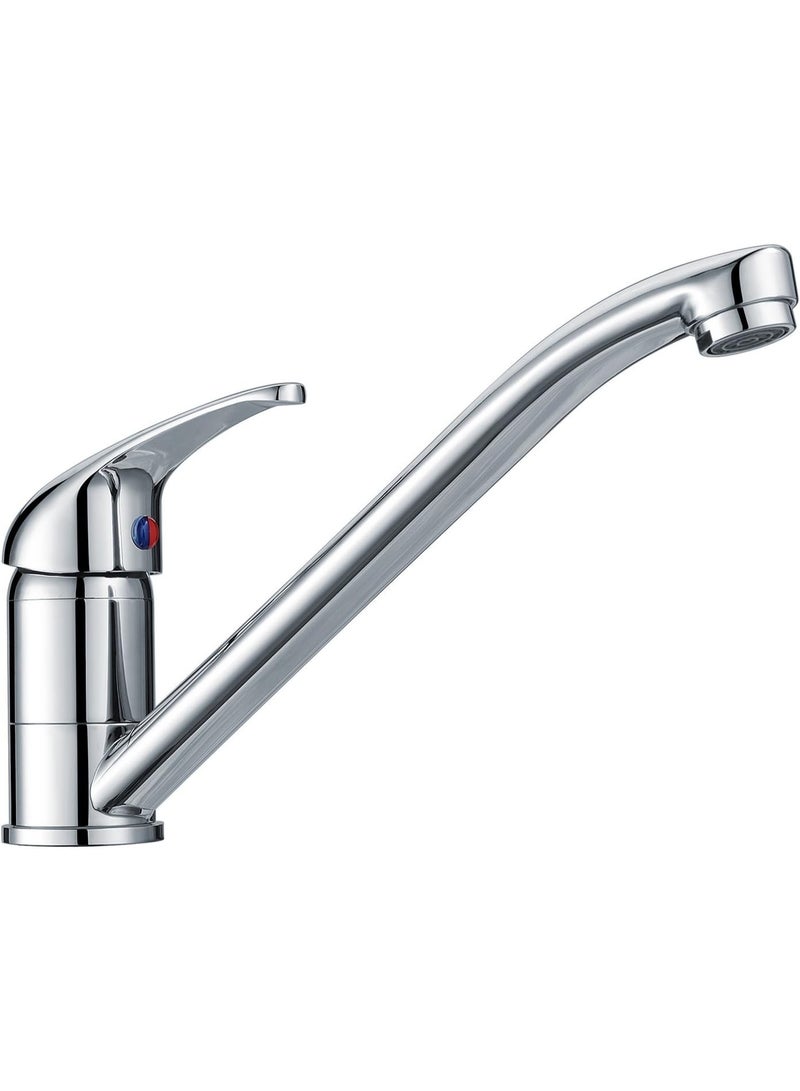 ROBIZ Kitchen Sink Mixer Tap Single Lever with Long Swivel Spout Monobloc Faucet Solid Brass Body Chrome - Image 1