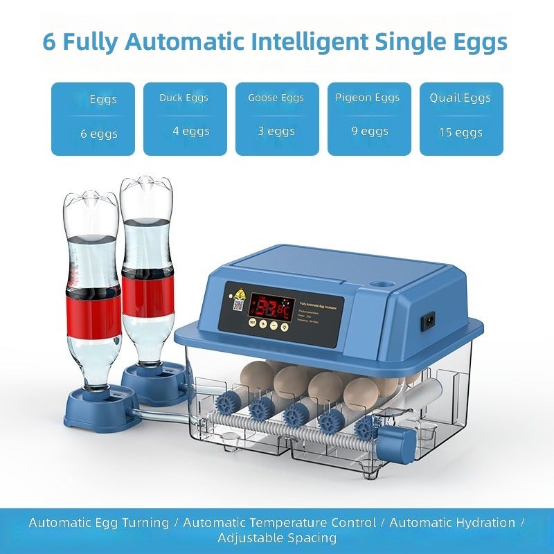Nuan Fu Bao Smart Automatic Egg Incubator, Small Home Use Digital Hatching Machine with Temperature & Humidity Display, Auto Water Refill & Egg Turning, Adjustable Egg Tray for Chicken & Quail Eggs - Image 1