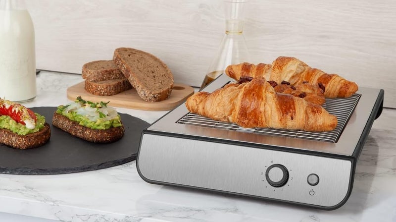 Flat Toaster with Crumb Collector, 600 W, Stainless Steel