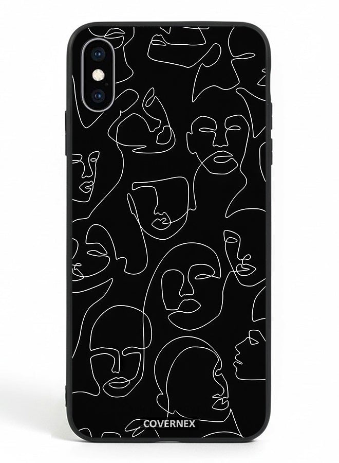 Covernex Apple iPhone X Protective Case Cover Printed Featuring Abstract One Line Faces Art - Image 2