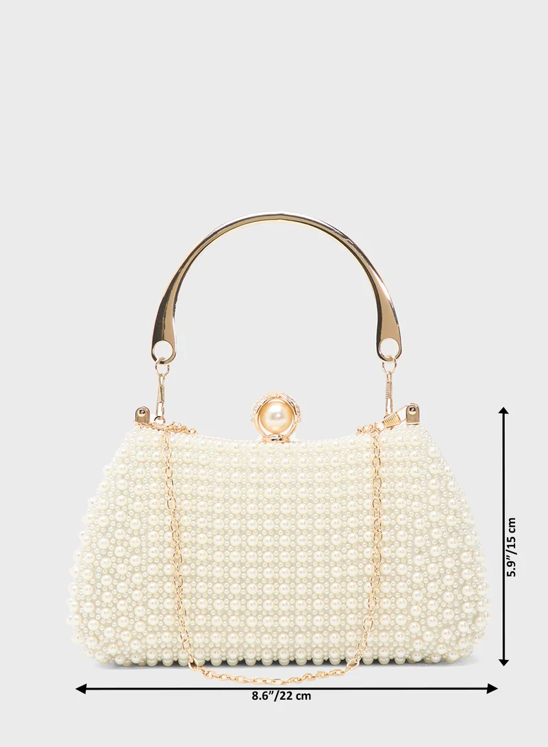 Ella Limited Edition Pearl Detailing Embellished Handle Bag