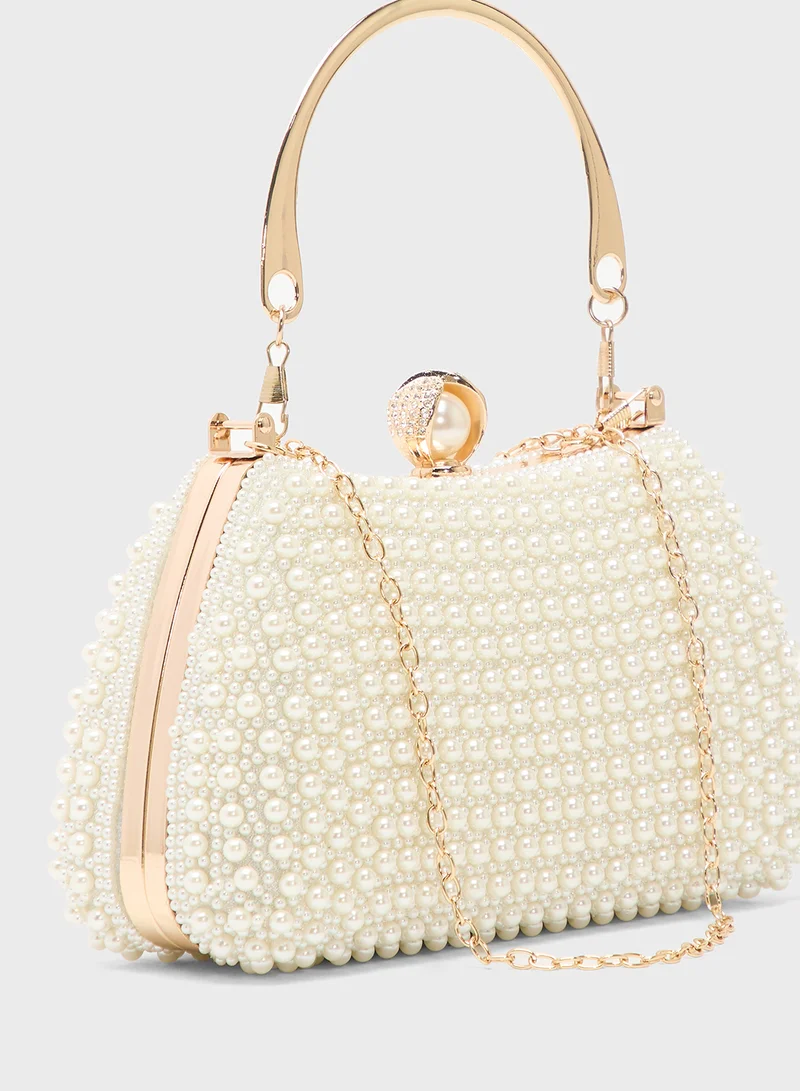 Ella Limited Edition Pearl Detailing Embellished Handle Bag