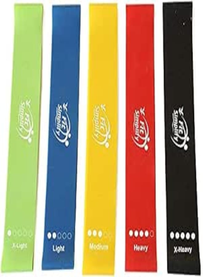 Fit Simplify Resistance Loop Exercise Bands with Instruction Guide, Carry Bag, EBook and Online Workout Videos, Set of 5