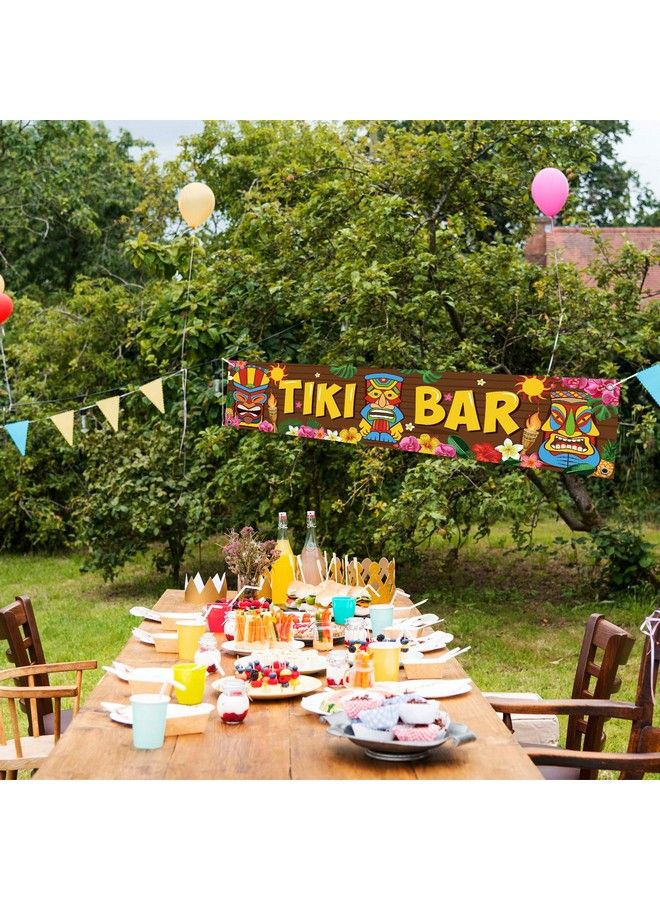 Blulu Luau Party Decoration Tiki Bar Banner Tiki Decoration Hawaii Party Tropical Banner Tiki Totem Tiki Bar Aloha Scene Setters For Hibiscus Decorations Carnival Wooden House Barn Backdrop 15.7 X 72 Inch - Image 4