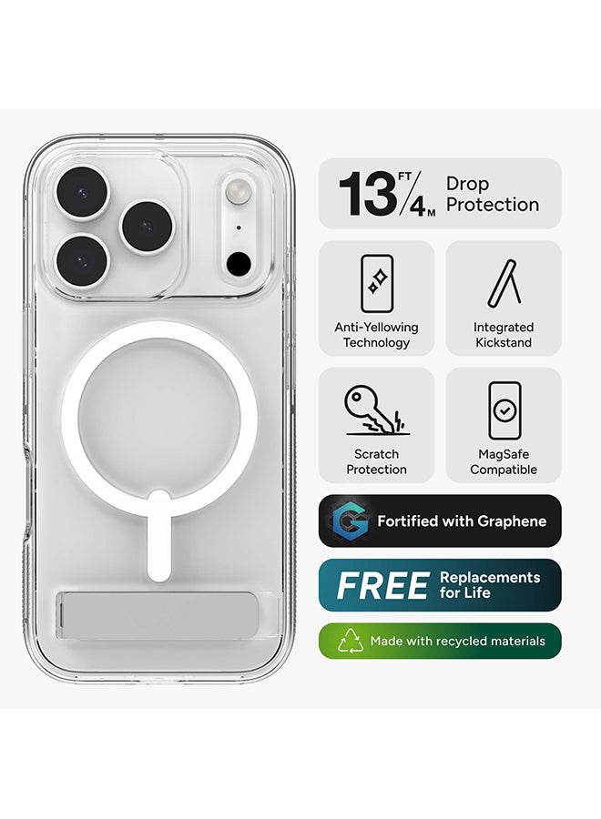 زاج حافظة آيفون 17 برو – كريستال بالاس سناب متوافقة مع ماغسيف غطاء شفاف مع قاعدة، قوة الجرافين، حماية من السقوط حتى 13 قدم ومقاومة للاصفرار – شفاف - Image 2