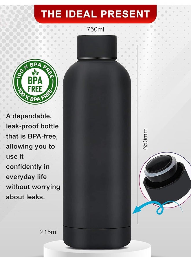 Generic - 750 ml Water Bottle Stainless Steel, Drinking Thermos Double Wall Insulated Water Bottles for Hot and Cold Water Men Women School Metal Water Bottle for Gym Office Water Bottle - Image 1