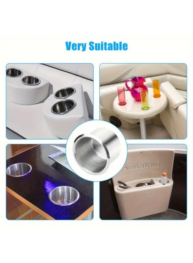 4 Pcs Stainless Steel Cup Holder Anti Corrosion Durable Silver Color For Car Ship Truck RV Ocean - Image 4