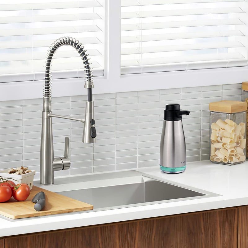 AIKE 15fl.oz Stainless Steel Liquid Soap Dispenser for Dish and Hand Soap - Image 5