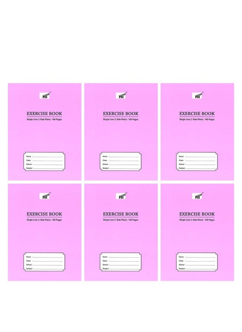Psi 6-Piece Single Line Exercise Notebook With One Side Plain 100 Pages  - Image 2