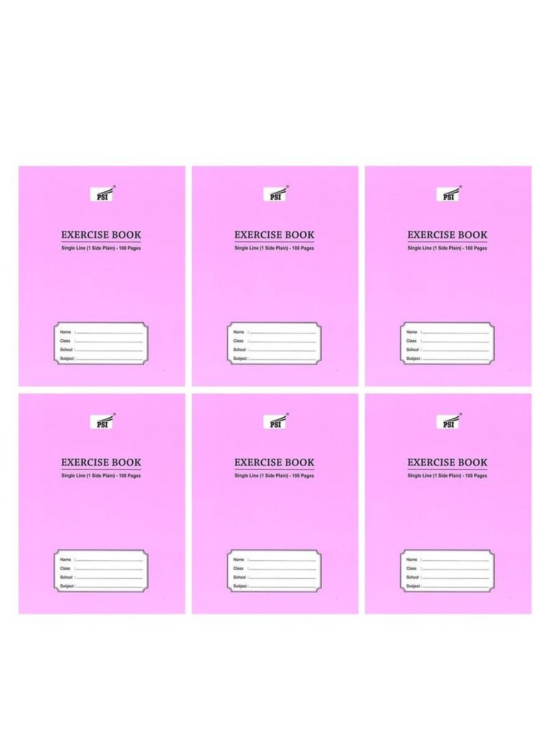Psi 6-Piece Single Line Exercise Notebook With One Side Plain 100 Pages  - Image 1
