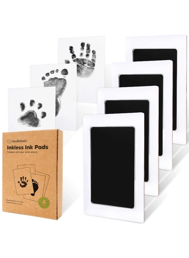 KeaBabies 4-Pack Inkless Ink Pads, Baby Handprint Kit, Jet Black - Image 1