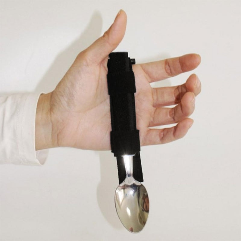 2PCS Elastic Hand Strap Cuff Universal Utensil Holder for Elderly Disabled Mealtime Aid - Image 4