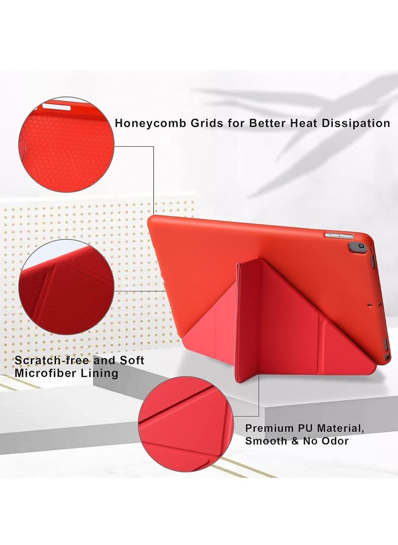 JAJEEK iPad 10.2 inch Case – For iPad 9th Generation 2021, iPad 8th Generation 2020, iPad 7th Generation 2019 – 5-in-1 Viewing Angles, Auto Wake/Sleep, Soft Back Cover, Red – Stylish & Durable Protection for Your iPad - Image 3