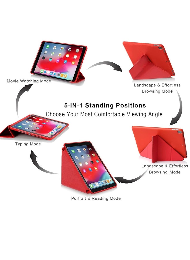 JAJEEK iPad 10.2 inch Case – For iPad 9th Generation 2021, iPad 8th Generation 2020, iPad 7th Generation 2019 – 5-in-1 Viewing Angles, Auto Wake/Sleep, Soft Back Cover, Red – Stylish & Durable Protection for Your iPad - Image 2