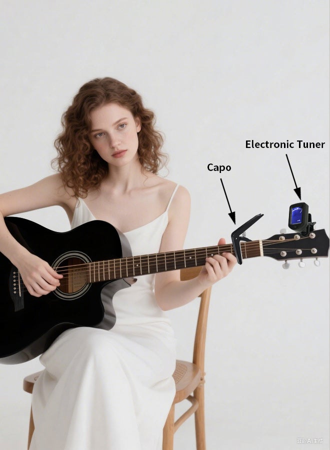 جُودِيَّة جيتار أكوستيك 38 إنش جيتار كلاسيك للمبتدئين مع شنطة، كابو، موتر، بيك، أوتار، حزام، كتاب أغاني جيتار أكوستيك خشبي محمول، هدية للأطفال والكبار - Image 5