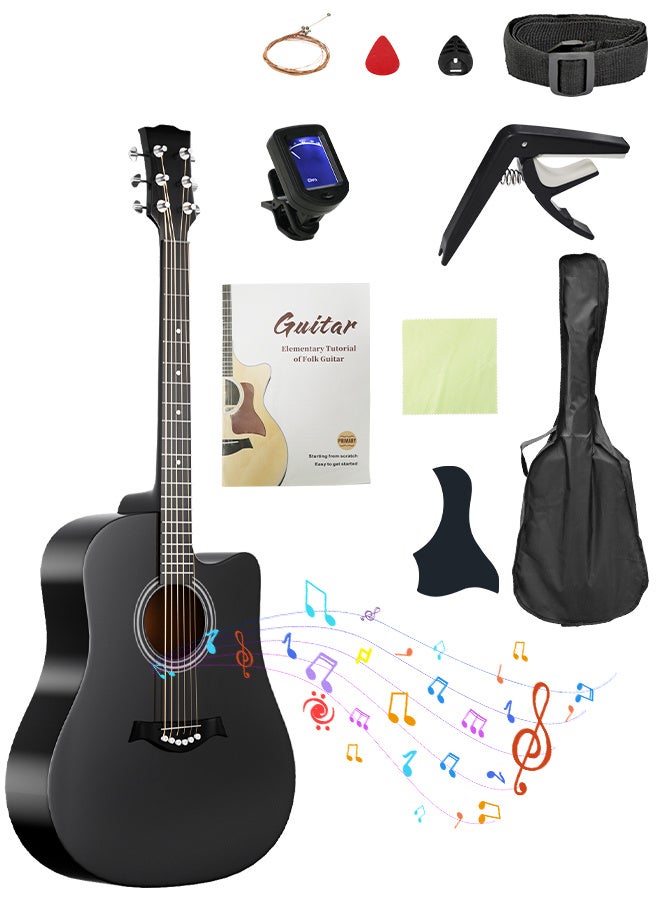 جُودِيَّة جيتار أكوستيك 38 إنش جيتار كلاسيك للمبتدئين مع شنطة، كابو، موتر، بيك، أوتار، حزام، كتاب أغاني جيتار أكوستيك خشبي محمول، هدية للأطفال والكبار - Image 1