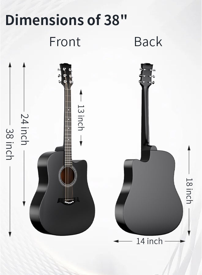 جُودِيَّة جيتار أكوستيك 38 إنش جيتار كلاسيك للمبتدئين مع شنطة، كابو، موتر، بيك، أوتار، حزام، كتاب أغاني جيتار أكوستيك خشبي محمول، هدية للأطفال والكبار - Image 2