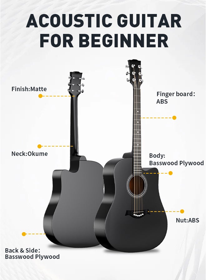 جُودِيَّة جيتار أكوستيك 38 إنش جيتار كلاسيك للمبتدئين مع شنطة، كابو، موتر، بيك، أوتار، حزام، كتاب أغاني جيتار أكوستيك خشبي محمول، هدية للأطفال والكبار - Image 3