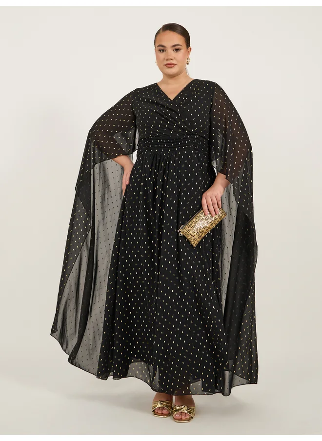 ستايلي Styli Plus Size Cape Sleeve Pleated Maxi Dress