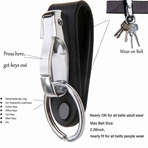 Liangery Keychain for Men, Belt Keychain Leather Belt Loop Key Holder Belt Key Chain Clips with Detachable Keyring for Men - Image 3