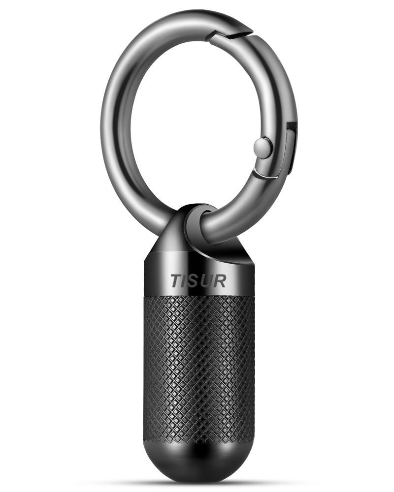 TISUR Small Pill Keychain Container Mini Portable Titanium Keychain Pill Holder Pocket Travel Bottle Metal Purse Box Case Black Tiny Black039inch - Image 3