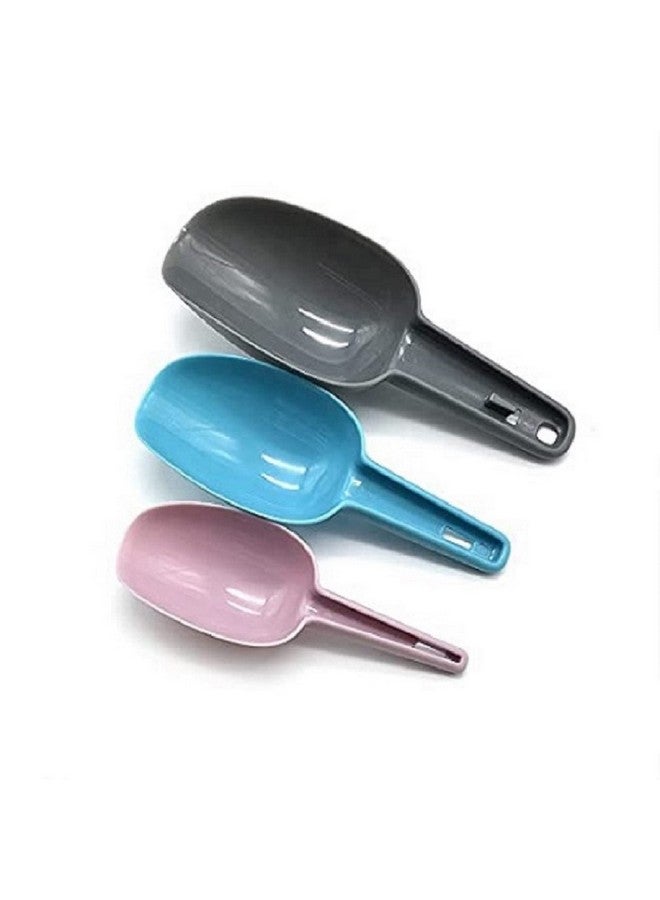 MOBDESK 3 Pcs Multi-Purpose Plastic Nesting Scoop Spoons for Canisters Flour Cereal Popcorn Scoop Set Kirana Shop, Grocery, Grains, Sugar, Atta, Rice, Masala Powder, Ice Cream etc(Multi Colour) p-9658 - Image 2