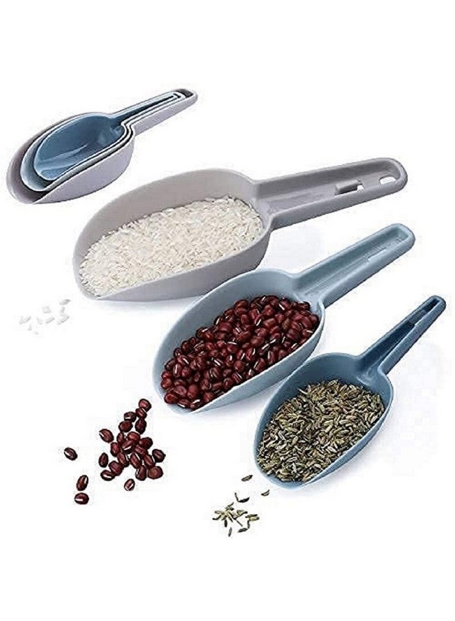 MOBDESK 3 Pcs Multi-Purpose Plastic Nesting Scoop Spoons for Canisters Flour Cereal Popcorn Scoop Set Kirana Shop, Grocery, Grains, Sugar, Atta, Rice, Masala Powder, Ice Cream etc(Multi Colour) p-9658 - Image 3