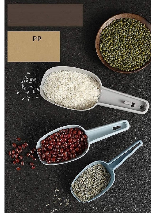 MOBDESK 3 Pcs Multi-Purpose Plastic Nesting Scoop Spoons for Canisters Flour Cereal Popcorn Scoop Set Kirana Shop, Grocery, Grains, Sugar, Atta, Rice, Masala Powder, Ice Cream etc(Multi Colour) p-9658 - Image 5