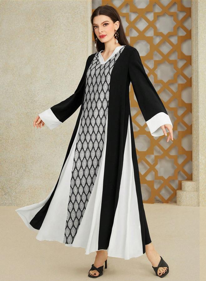 Take Two Geometric Pattern Color Block Jalabiya - Image 3