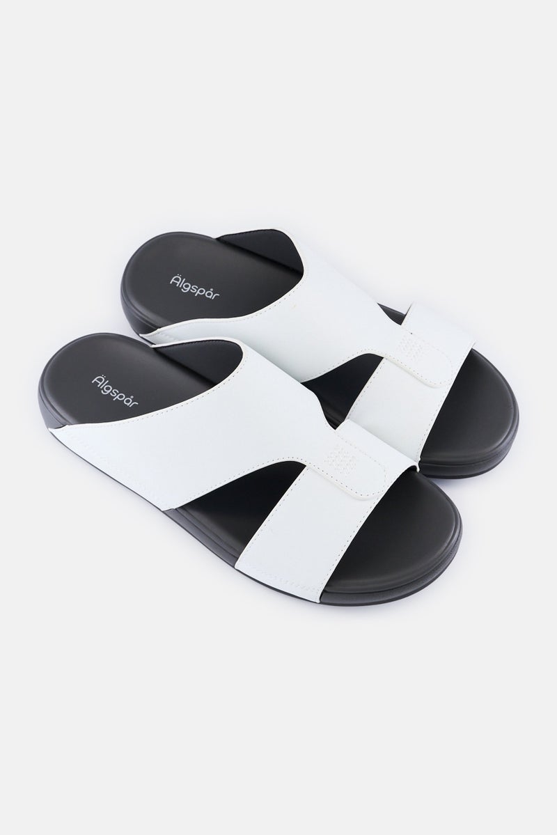 Algspar Men Slip On Arabic Sandals, White - Image 2