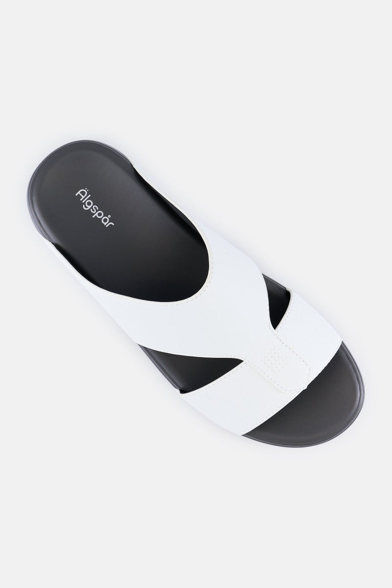 Algspar Men Slip On Arabic Sandals, White - Image 4