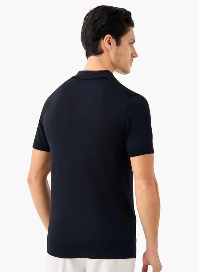 Iconic Iconic Slim Fit Collared Pullover with Zip Closure